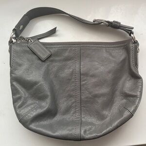 Coach Gray Leather Hobo Shoulder Bag